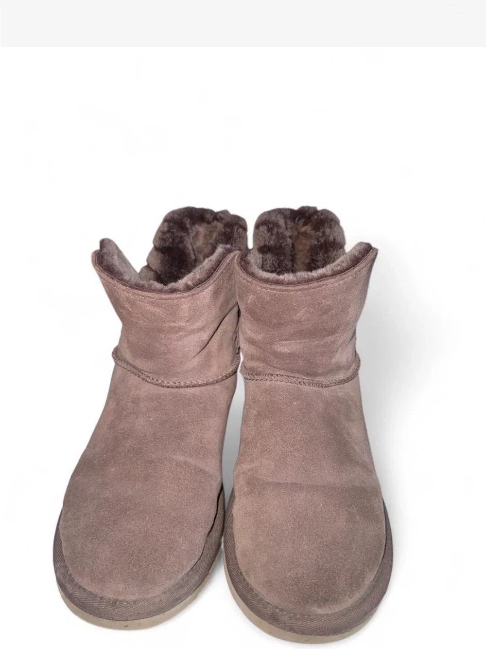 UGG Bailey Button Chestnut Suede Shearling Short Boots